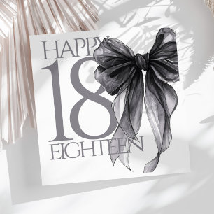 Black Bow Watercolor 18th Birthday Napkin