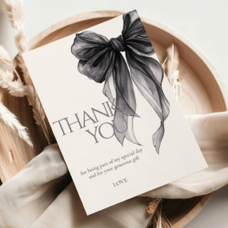 Black Bow Watercolor 18th Birthday Thank You Card