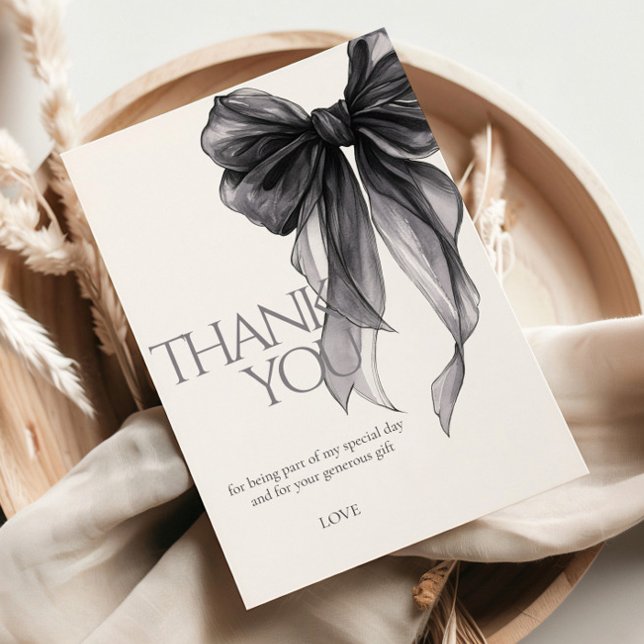 Black Bow Watercolor 18th Birthday Thank You Card (Creator Uploaded)