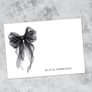 Black Bow Watercolor Monogram Card