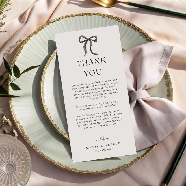 Black Bow Wedding Thank You Card QR Code (Creator Uploaded)