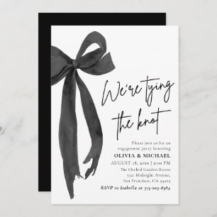 Black Bow We're Tying The Knot Engagement Party Invitation