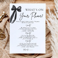 Black Bow What's On Your Phone Bridal Shower Game