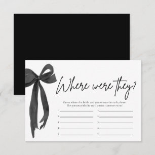 Black Bow Where Were They Bridal Shower Game Invitation