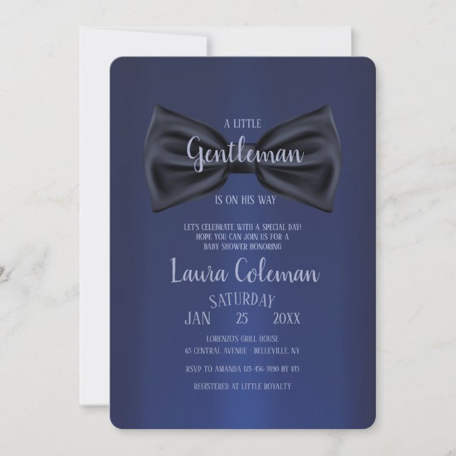 Black Bowtie Baby Shower Invitation (Front)