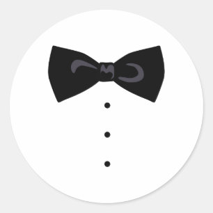 Black Bowtie Classic Round Sticker