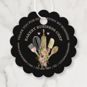Black box Pastry Catering Bakery Chef Rustic Favour Tags