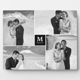 Black Box Timeless Monogram Wedding Photo Easel Plaque
