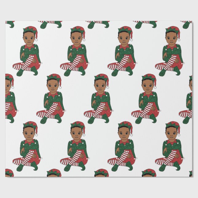 Black boy birthday gift melanin boys Christmas Wrapping Paper (Flat)