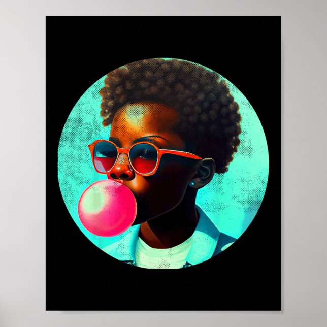Black Boy Joy Bubble Gum Fun African Melanin Princ Poster (Front)