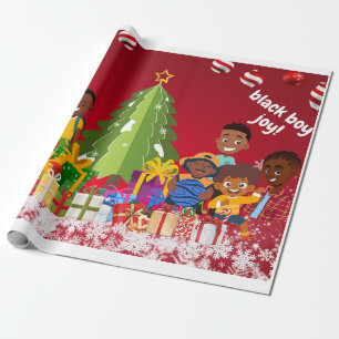 Black Boy Joy Christmas Wrapping Paper