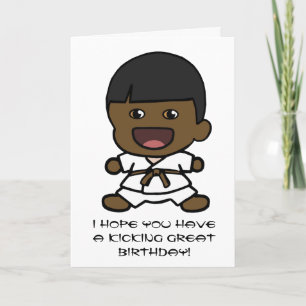 Black Boy's Karate Birthday Card