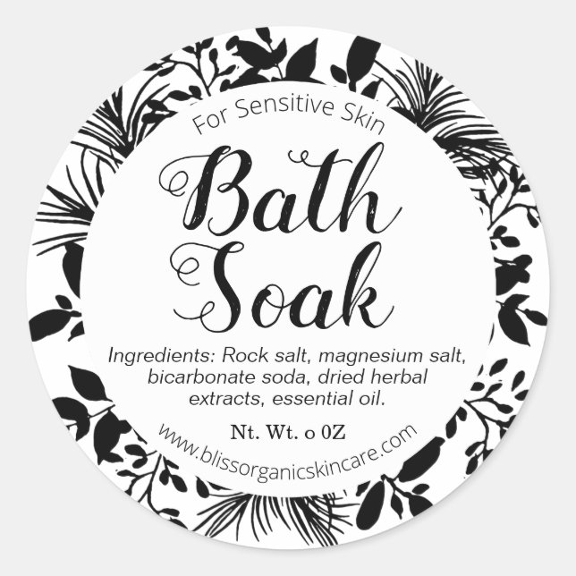 Black Branches On White Bath Soak Bath And Spa Classic Round Sticker (Front)