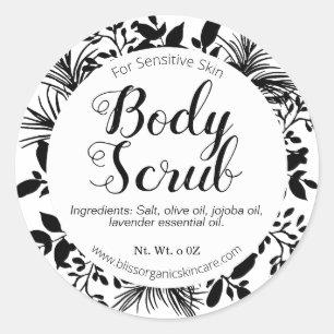 Black Branches On White Body Scrub Spa Classic Round Sticker