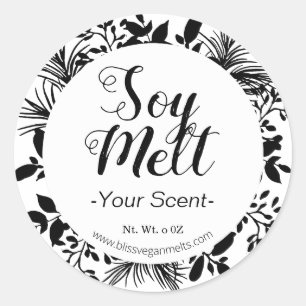 Black Branches On White Scented Soy Wax Melt Classic Round Sticker