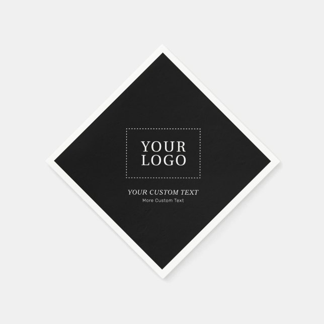 Black Branded Custom Business Logo Promotional Nap Napkin (Corner)