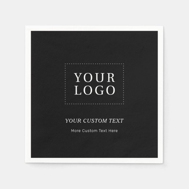 Black Branded Custom Business Logo Promotional Napkin (Front)