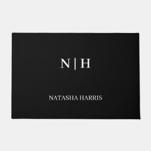 Black Branded Logo Business Company doormat