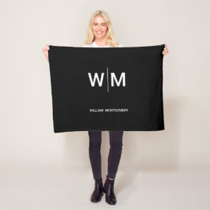 Black Branded Logo Corporate Business Company Fleece Blanket