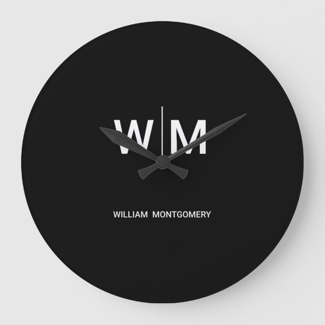 Black Branded Logo | Corporate Business Company Large Clock (Front)