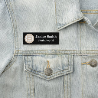 Black, Branded Name Tag with Square Round Logo
