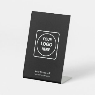 Black Branded Signage Custom Logo Office Display Pedestal Sign