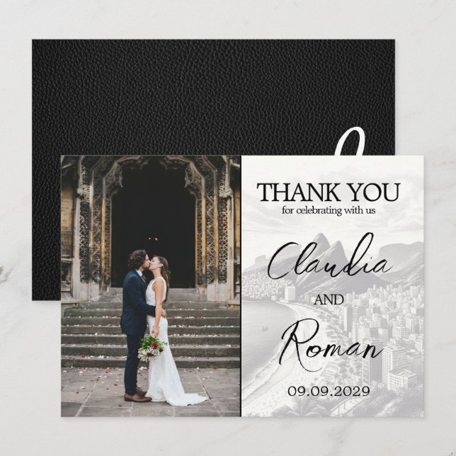 Black Brazil Passport Thank You Card (Front/Back)