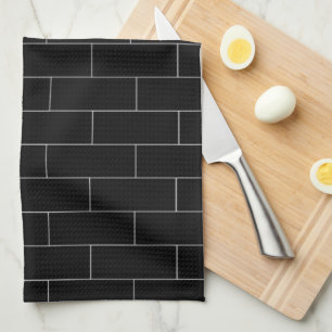 Black Brick Design Tea Towel