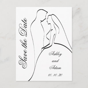 Black Bride and Groom Silhouette Save the Date Announcement Postcard