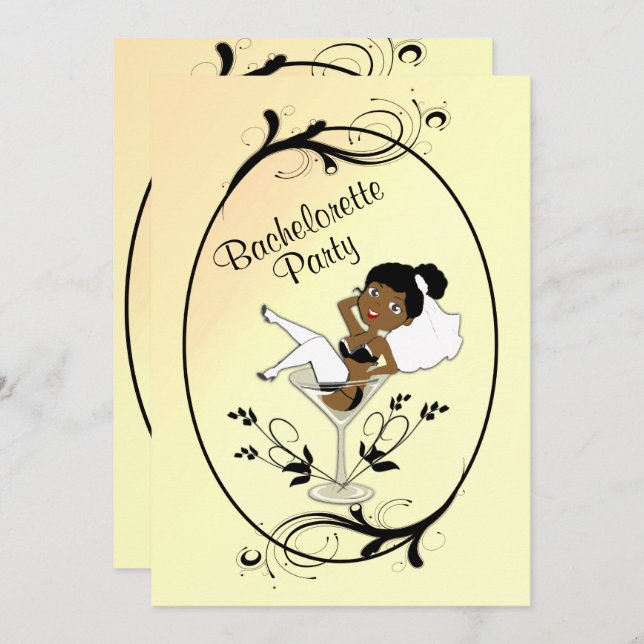 Black Bride Bachelorette Party Invitation (Front/Back)