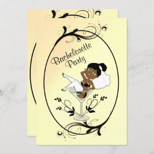Black Bride Bachelorette Party Invitation