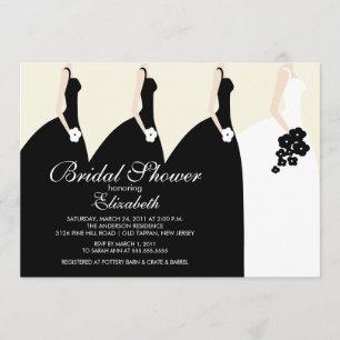 Black Bride Bridesmaids Bridal Shower Invitation