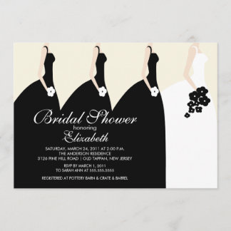 Black Bride Bridesmaids Bridal Shower Invitation