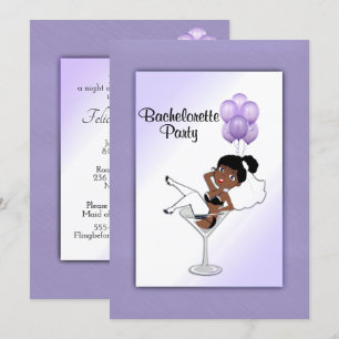 Black Bride Orchid Bachelorette Party Invitation