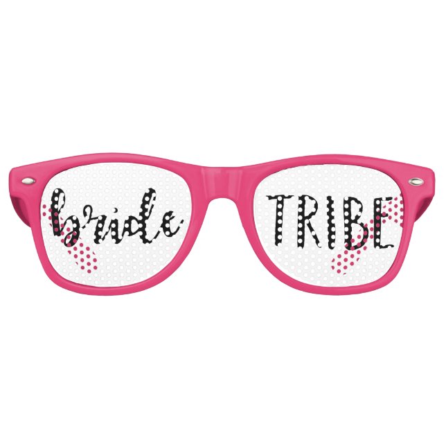 Black Bride Tribe Bachelorette Party Favours Retro Sunglasses (Front)