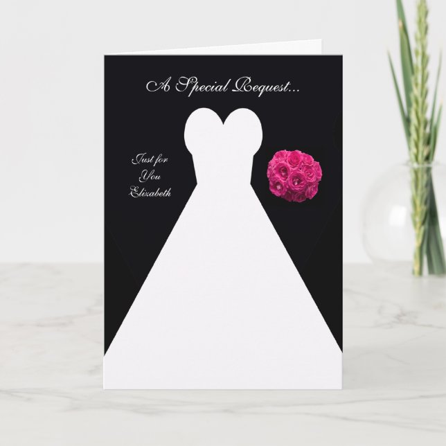 Black Bridesmaid Invitation Card -- Bridal Gown (Front)