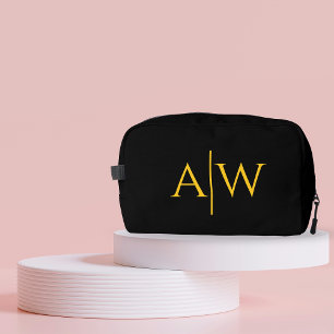Black Bridesmaid Makeup Bag, Custom Bridal Shower Dopp Kit
