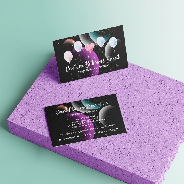 Black Bright Event Party Planner Decor Balloons Calling Card (Black Bright Event Party Planner Decor Balloons Calling Card)