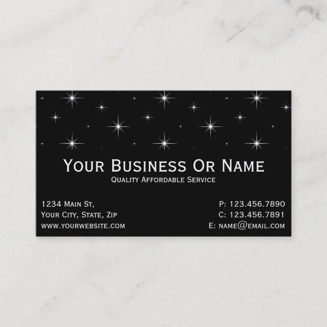 Black & Bright Stars. Stargazers. Name Business Business Card (Front)
