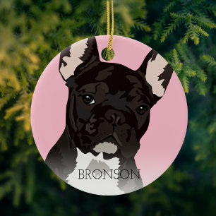 Black Brindle French Bulldog Christmas Ceramic Tree Decoration