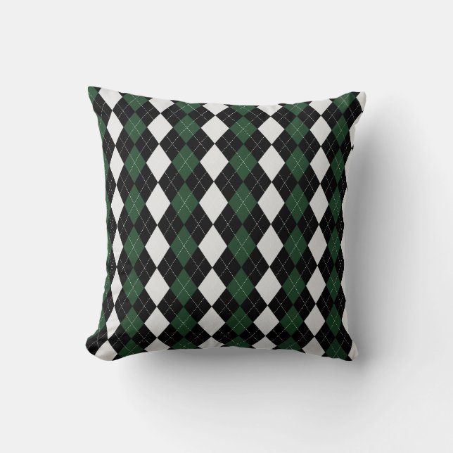 Black & BRIT. RACING GREEN Diamonds ARGYLE Pattern Cushion (Front)