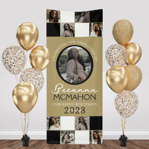Black & Bronze Gold Photo Collage Graduation Vinyl Banner