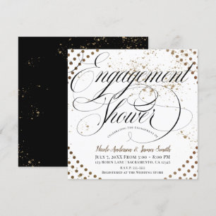 Black Bronze Modern Chic Engagement Shower Party Invitation