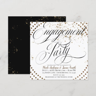 Black Bronze Modern Chic Wedding Engagement Party Invitation