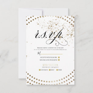 Black Bronze Modern Chic Wedding Reply RSVP