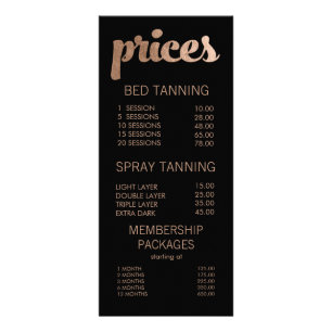 Black & Bronze Salon Menu Price List Cards