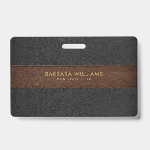 Black & Brow Faux Leather ID Badge