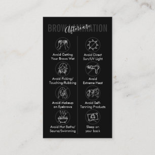 Black Brow Lamination Aftercare Advice Instruction Business Card
