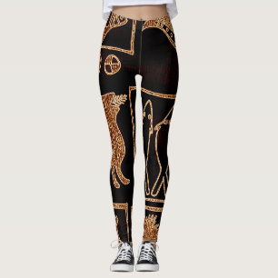 Black/Brown African Motif on Leggings