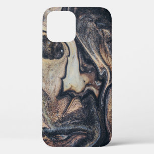 Black, brown, and grey abstract painting iPhone 12 case